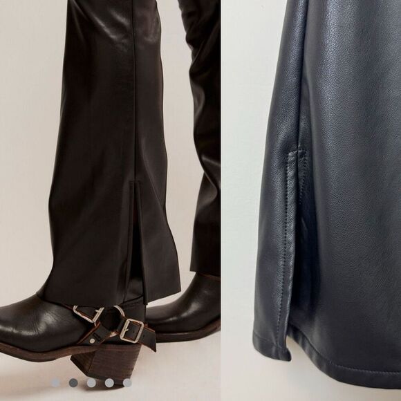 FREE PEOPLE | Level Up Vegan Slit Bootcut Pants | 29 | we the free | black pleat - Picture 6 of 14